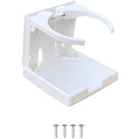ABS Plastic Adjustable Folding Cup Drink Can Bottle Holder Stand Mount for Car Auto Boat Truck RV Van Fishing Box(White)