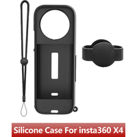 Silicone Protective Case for Insta360 X4 Panoramic Camera, Shockproof Anti-Scratch Soft Cover with Lens Cap & Wrist Strap