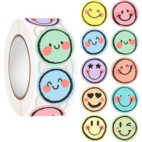 500 Pcs Colorful Round Face Stickers – Pastel Gradient Expressions, Self-Adhesive Matte Labels for Scrapbooking, Journals