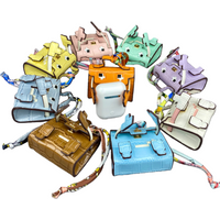 Mini Pixel Doll Bag Charm Adorable Croc-Etched PU Leather Keychain with Pouch for Earbuds & Coins Handcrafted Pastel Cutie Gift