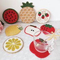 Creative Strawberry Fruit Handmade Beaded Afternoon Tea Coaster Christmas Gift