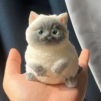 Simulation Cute Cat Soft Squeeze With Flocking Surface Slow Rebound Stress Relief Silicone Cat Pinching for Adults