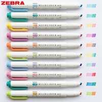 Zebra WKS23 Mildliner Highlighter Pen Mixed Two-Color Soft Pastel Gradient No Bleed Marker Girls Women Aesthetic Stationery Gift