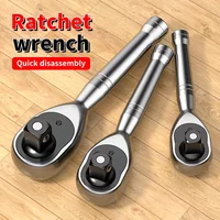 Compact Dual-Size 72-Tooth Ratchet Wrench 1/4 3/8 1/2 Inch Drive Stubby Ratchet Set Quick-Release Head Mini Ratchet Wrench Tool