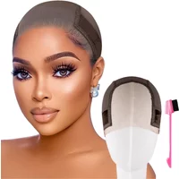 4x5 HD Transparent Swiss Lace Wig Grip Cap for Women Non-Slip Glueless Wig Gripper with Adjustable Velcro Headband & Ear Cutouts