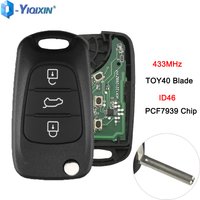 YIQIXIN Flip Remote ID46 Chip For Hyundai i30 ix35 TOY40 Blade For Kia Sportage Picanto 3 Rio K2 K5 Cerato Ceed Car Key 433Mhz