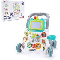Baby Cartoon Push Walker Toys with Music Drawing Board Multifunction Activity Learning Walk Toddler Walker for 12M+ Infants