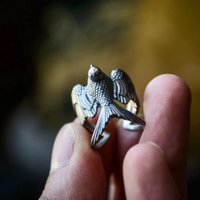 Exquisite Carving Swallow Pattern Male Index Finger Ring Adjustable Vintage Silver 925 Ring For Men Jewelry Open Size