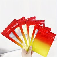 100Pcs Red and Yellow Gradient Laser Holographic Foil Bags, Holographic Iridescent Aluminum Foil Self-Sealing Bags, Anti-Oxidation Sealed Bags for Jewelry, Ring and Necklace Packaging Bags, Colorful