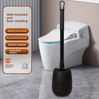 Multi-Functional Ventilated Toilet Brush Set-Wall-Mounted & Floor-Standing Brush,Durable Plastic Bristles for Bathroom Cleaning