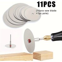 11 Pcs Mini Circular Saw Blade Set Precision Woodworking Cutting Disc with 1 Rod 22mm 25mm 32mm for Cutting Wood Metal