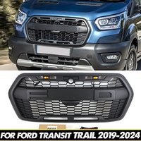 Front Grill W/light Fits For 2019 - 2024 Ford Transit Trail Mk8 European Version Black Grille