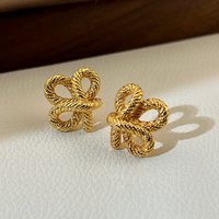 New 925 Sterling Silver Stud Earrings Floral Knot String Gold Color Punk For Women Girl Gift Jewelry Dropshipping Wholesale