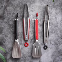 1PC Stainless Steel Tongs - 3-Prong Oil-Control Food Turner for Steak, Heat-Resistant Kitchen Tool( BBQ & Baking / Camping)