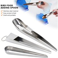 Pet Bird Parrot Feeder Spoon Stainless Steel Food Adding Spoon Bird Cage Food Add Accessories Small Pet Feeding Tool 1 Pc