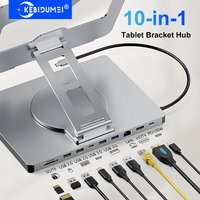 10-in-1 USB C Docking Station Tablet Holder HUB 4K60Hz HDMI 1000Mbps Ethernet USB3.0 5Gbps Transfer PD100W for Laptop Tablet