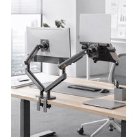 Desktop Dual Mechanical Spring Arm for 17"-32" Monitor Holder + 10"-17.3" Laptop Support Mount Stand Load 2-9kg