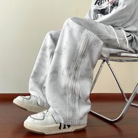 2025 New Spring Men's Casual pants Sweatpants Wide Leg Straight Loose Pants Korean Fashion Patchwork Knit Long Track Trousers