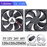 Gdstime 120MM Fan 24V 12V 5V Cooler 120MM*25MM Computer PC Case Cooling Fan 12CM USB Fan for Laptop GPU CPU Cabinet Cooling