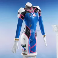 Game Overwatch Dva Song Hana Cosplay Costume Women Cute Elasticity Leather Jumpsuit Zentai Suit Halloween Carnival Party Clothes
