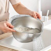 Rice Washer Strainer Bowl Stainless Steel 304 Rice Washing Bowl Rice Sieve Colander Fruit And Vegetable Strainer Kitchen Tool