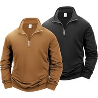 Autumn Men's Zipper Pullover Long Sleeve Sweater Men Warm Slim Casual Turtleneck Mock Neck Pullover Sweatshirts Tops