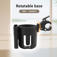 2-in-1 Stroller Cup Holder & Phone Mount | Universal ABS | Anti-Slip | Holds Bottles | Black | For Parents On-The-Go