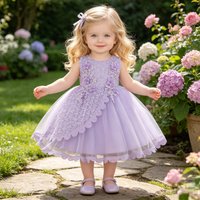 Toddler Flower Bridesmaids Party Baby Girls Dress Elegant Tulle 1st Birthday Pricness Dress Girls Bow Newborn Wedding Prom Gown