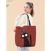 1pc,Gaze Cat handbag, reusable fashionable handbag, multifunctional handbag, printed canvas shopping bag