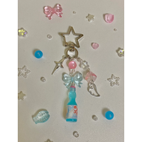 aesthetic y2k beaded pink teal japanese ramune soda star keychain