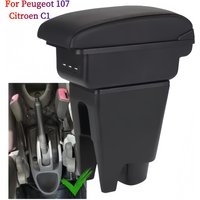 Car Armrest Center Storage Box For Peugeot 107 Citroen C1 Toyota Aygo BJ BYD F0 car supplies interior details USB LED Light