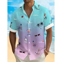 Men's Coconut Palm Tropical Plants Shirt Shirt Short Sleeve Summer Turndown 3D Print Collared Shirts Loose-fit Shirt for Men
