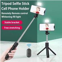 Bluetooth Selfie Stick Tripod Desktop Phone Holder Wireless Remote Shutter with Fill Light for iOS Android Phones
