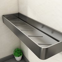 Gun Gray Space Aluminum Bathroom Shower Gel Storage Rack Punch-free Washroom Sink Wall-mounted Shampoo Organizer