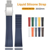 Cut to Size 20mm 22mm Liquid Silicone Watch Strap Folding Buckle Quick Release Sport Waterproof Men Universal Replace Band Belt