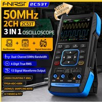 FNIRSI 2C53T Upgraded 3in1 Handheld Digital Oscilloscope Multimeter DDS Generator 50MHz 250MS/s Dual Channel 20000 Counts