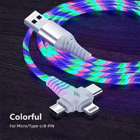 Apple MFi Certified Round 3-in-1 LED Flowing Light USB Cable, Fast Charging Cord with Multi Connector for iPhone 16/15/14/13,