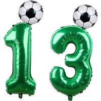 2pcs/lot 32inch Green Number Foil Ballons 18inch Soccer Helium Ballons Football Soccer Birthday Parti Sports Themed Party Decors