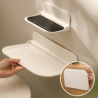 1PC Folding Wall Mounted Shelf Saving Space Storage Rack Punch-Free Phone Holder Wifi Router Tray Bathroom Bedside No Drilling