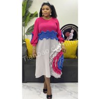 EGRM Flower Patchwork Design Women's Pleated Miyaki Dress O-neck Long Sleeve Color Block Chic Beading Loose Female Clothes 5G903