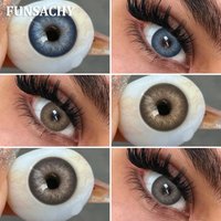 FUNSACHY 2 Stück Colorcon-Kontaktlinsen für Augen, natürliche braune Augenfarbenlinsen, jährlich, schöne Linse, Studentenfarbe, graue Linse