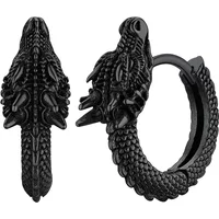 Huitan Grand Dragon Design Hoop Earrings Glassy Gorgeous Aesthetic Hip Hop Style Accessories for Women Trendy Chic Party Jewelry