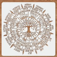 1PC 12ร12 Inch Pagan Wheel of the Year Stencil โ Norse Tree of Life Mandala Template for Wicca Wall Decor