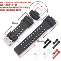 Strap for Casio G-Shock GA-100/110/120/140/200/400/700 800 GD-100/110/120 G-8900 GLS-100 Replace Silicone Resin Watch Band 16mm