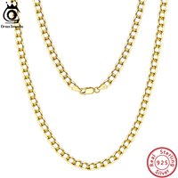 ORSA JEWELS 925 Sterling Silver Italian 3mm/5mm Cuban Chain Necklace for Women Men Handmade Fashion Silver Necklace Jewelry SC60