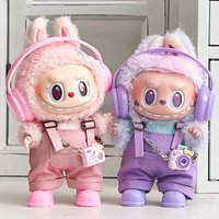 Labubu Doll Outfit Set Headphones Waist Belt Pants Accessories | 17cm Mini Kawaii Clothing Full Set Collector Birthday Gift