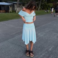 Typhaland Fashion Backless Dress Sets Halter Vest Women's Fashion Sleeveless V Neck Tanks High Wasit Long Skirt Summer 2026 New