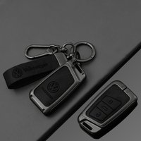 Alloy Leather Car Key Case Full Cover Shell For VW Volkswagen Passat B8 Tiguan Magotan Protector Keychain Keychain Accessories