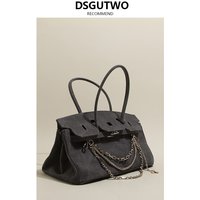 DSGUTWO Zhang Yu Qi Platinum Denim Handbag Large Capacity Underarm Autumn Bag British Style Soft Cotton Casual Foldable