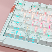 Super Contour Stripe Light PBT Keycaps for Mechanical Keyboard Cherry Height Key Cap for 61/68/75/84/87 Keys Game Keyboard